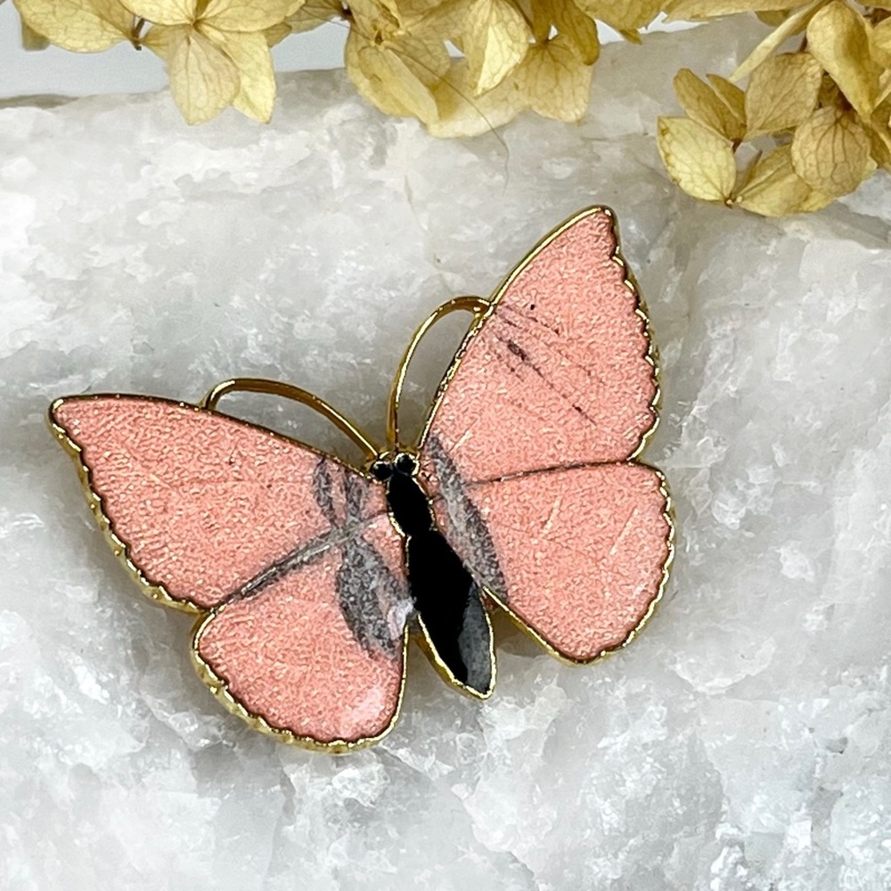 Vintage Pink Enamel Butterfly Brooch - Picture 10 of 10